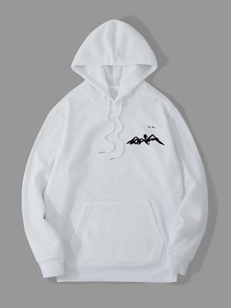 

men 's fashion men mountain lined hoodie, White;black