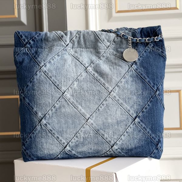 

10a mirror quality designers small medium denim 22bag womens quilted tote bags luxury shopping bag composite bag handbag purse shoulder chai