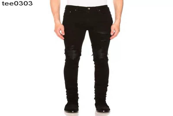 

fashion brand jeans slp amirs mx1 split leather classic perforated jeans men039s and women039s high street fog6660829, Blue