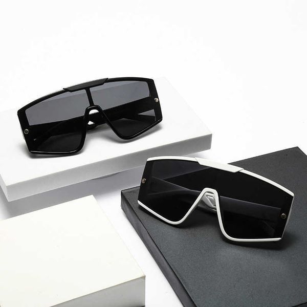 

3002 new fashion large frame integrated trend outdoor uv resistant men's and women's sunglasses, White;black