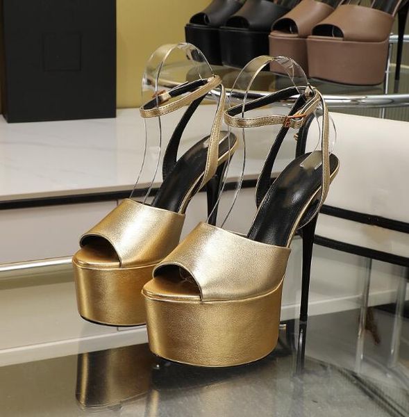 

brand designer fashion woman thick-soled high heels classics black dermis sandal luxury lady summer outdoors wedding shoes high-quality beac
