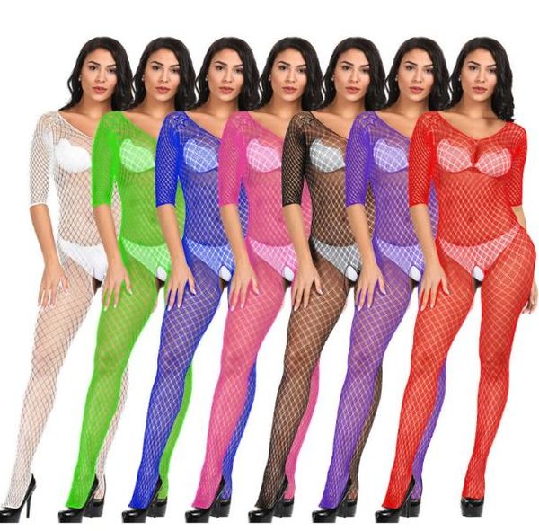

women039s sleepwear size fishnet bodystockings open crotch net lingerie crotchless bodysuits tights suspenders one piece b5716354, Black;red