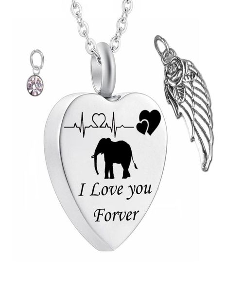 

cremation jewelry for ashes elephant shape memorial heart pendant made birthstone crystal keepsake necklace for women8979160, Silver