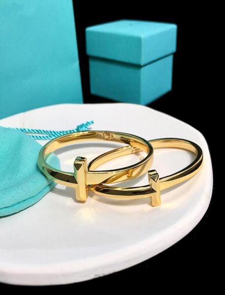 

fashion t bracelet gold bangle designer jewelry titanium steel wind 18k gold silver rose color card buckle women men bangle3775187, Black