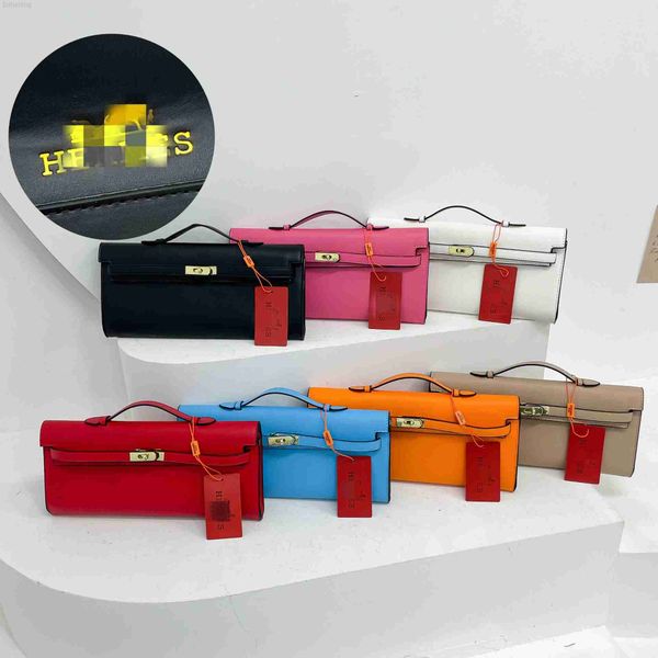 

designer bag 2023 new style french handbag of h family solid color smooth finish dinner bag high-end horizontal kelly high-quality women&#03