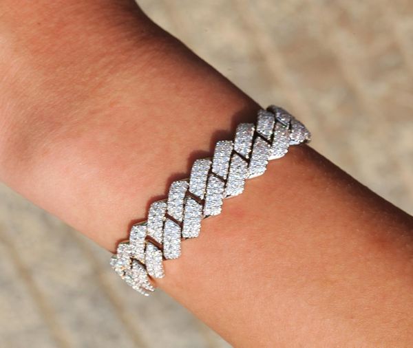 

13mm cuban link chain iced out bracelet for men cubic zircon hip hop jewelry for male1713229, Black