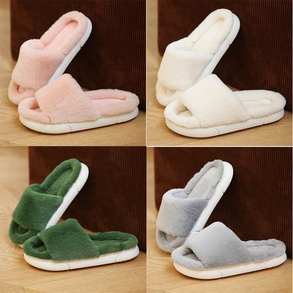 

slippers women hair fashion net red green colorful plush home indoor floor cotton mop women size 36-45, Black