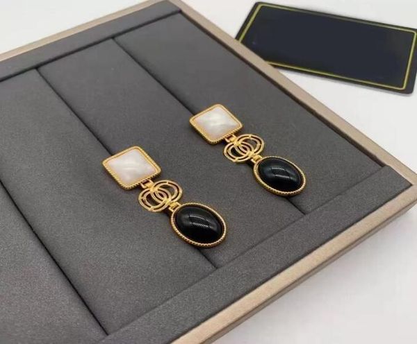 

luxury designer black crystal dangle earrings women fashion elegant gifts jewelry with box1994135, Silver