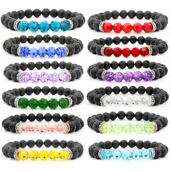 

natural black lava stone crystal beads bracelet diy aromatherapy essential oil diffuser bracelet for women9496534