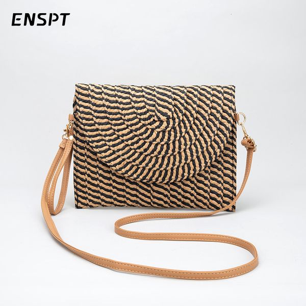 

evening bags envelope wristlet bag summer beach trend straw party handbag leather shoulder strap mixed color phone pocket wholesale 230721