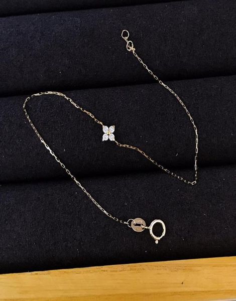 

22092505 women039s jewelry chain bracelet 012ct flower diamond au750 18k yellow gold must have gift idea must have match1017737, Black