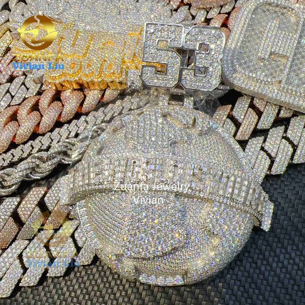 

custom 3d letter necklace pendant hip hop fine jewelry silver 925 vvs moissanite iced out diamond pendant
