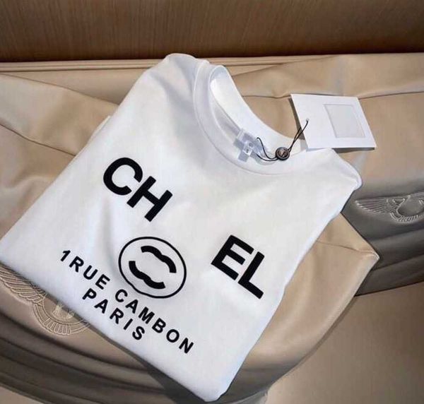 

women's t-shirt advanced version womens france trendy clothing c letter graphic print couple fashion cotton round neck coach channel sh, White