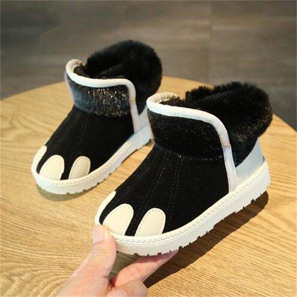

2023 winter new fashion children' boots boys and girls snow boots soft soled plush princess boots warm snow shoes, Black;grey
