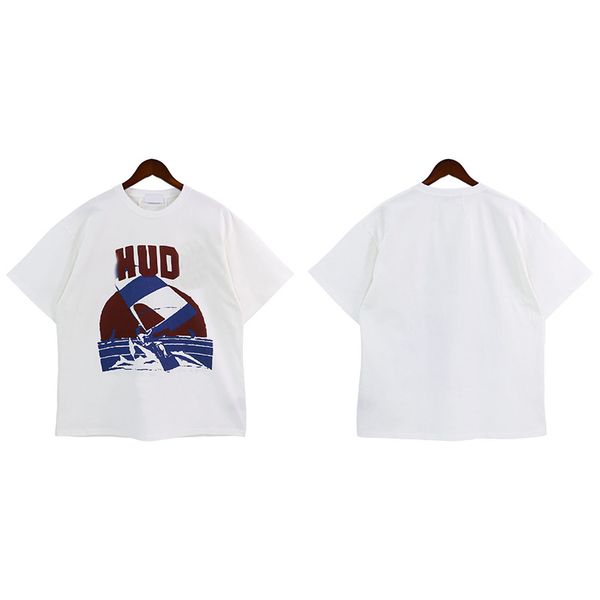 

surf print rhude summer t-shirt men's clothes american high street half sleeve trend menswear short sleeve designer, White;black