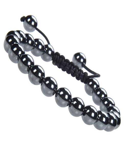 

natural healing power gemstone jewelry crystal bracelets strands beads adjustable macrame 8mm8314027, Black