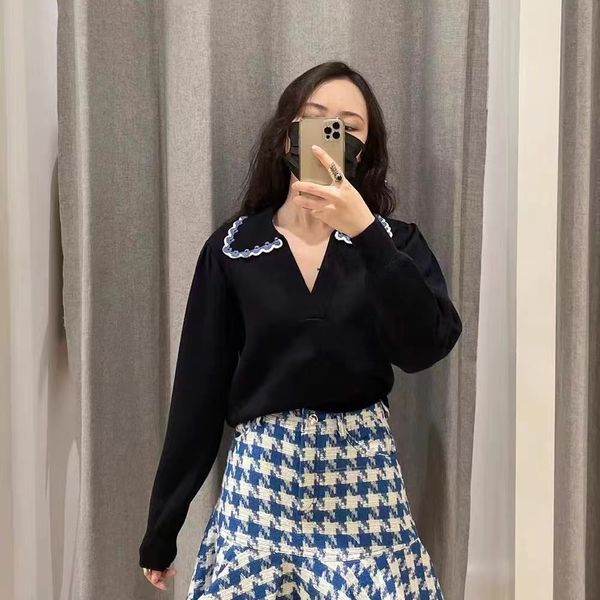 

women's jackets sandro preppy loose sweater, Black;brown