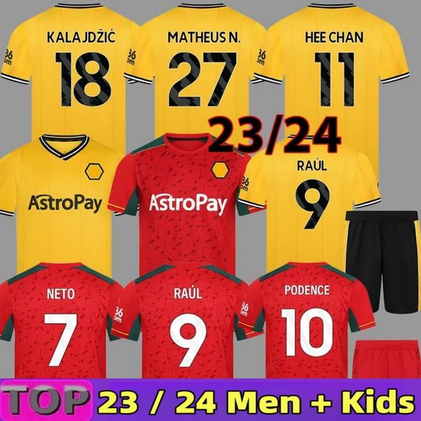 

23 24 sarabia wolves soccer jerseys raul matheus neto neves traore 2023 2024 wanderers podence lemina hee chan wolverhampton football shirts, Black;yellow