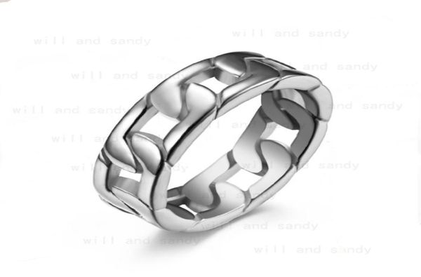 

stainless steel ring band hip hop gold cuban chain rings for men women fashion jewelry1384034, Silver
