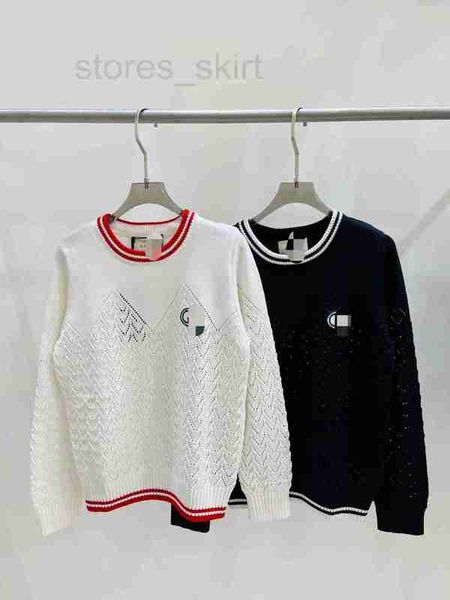 

women's knits & tees designer g 23 autumn/winter new series colored sticker knitwear casual round neck pullover for women 27dt, White
