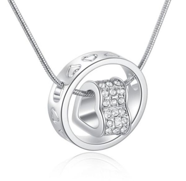 

heart pendant necklace silver and 18k gold jewlery nickel rhinestone fashion neckless for women yd00773347260