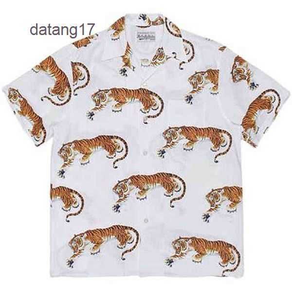 

2023 men's graffiti oversized casual short sleeve movie collection spotted pattern wacko maria hawaiian women silk shirt beach tees clo, White;black