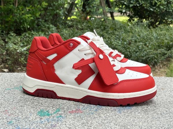 

designer shoes ow owhite red leather sneakers with original box, Black