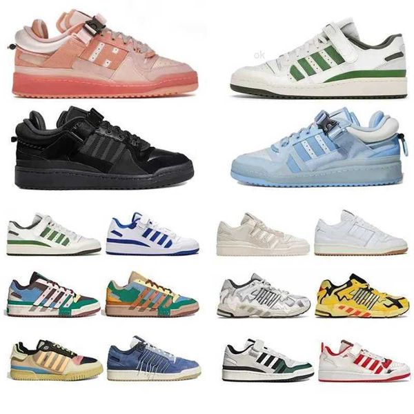 

fashion forum 84 low bad bunny casual shoes white gum bright blue black orbit grey green pink true orange strap taupe oxide cinder sneakers