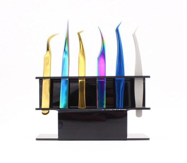 

cosmetic organizer acrylic eyelash tweezer storage holder 6pcs durable convenient tweezers stand shelf holders eyelashes extension1750908