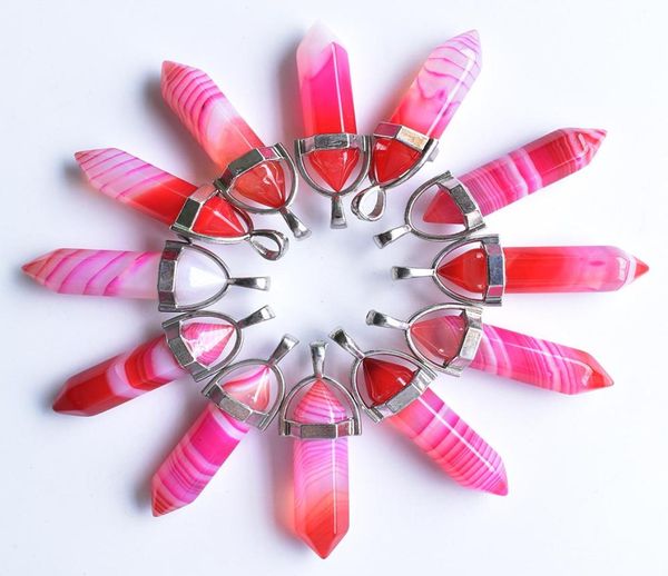 

purple pink green stripe onyx pillar shape point chakra stone charms pendants for necklace earrrings jewelry making7986239, Bronze;silver