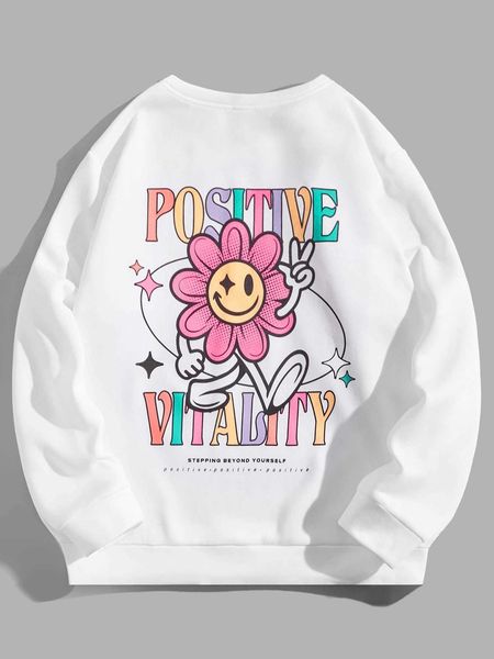 

men 's fashion hypemode men floral slogan graphic shoulder sweatshirt
