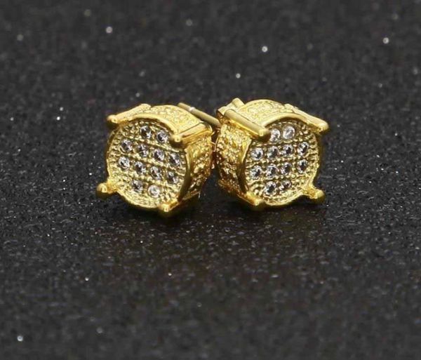 

designer earrings luxur jewelry fashion women mens earrings hip hop diamond stud earings iced out bling cz rock punk round wedding4079658, Golden;silver
