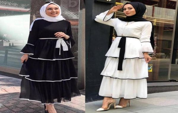 

casual dresses plus size abaya turkey evening african for women muslim dress flare sleeve femme islam robe vestidos tiered6707576, Black;gray