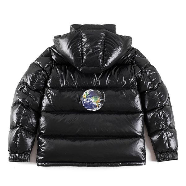 

monclairer chest big mesh badge men puffer jacket winter back earth printing mens down jacket fashion casual hooded jacket man coat asian si, Black