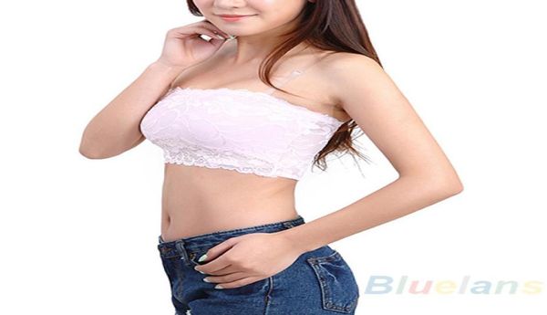 

wholebrand new women039s lace casual crop boob tube bandeau bra strapless seamless solid black white pink nude b38622019, Red;black