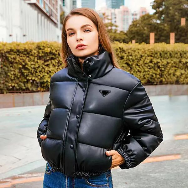 

Woman Jacket Leather Down Parkas Windbreaker Faux Leather Shirt Fur Man Coat Fur Stand Collar Designer Jackets Outwears Coats Size S-2XL, Black