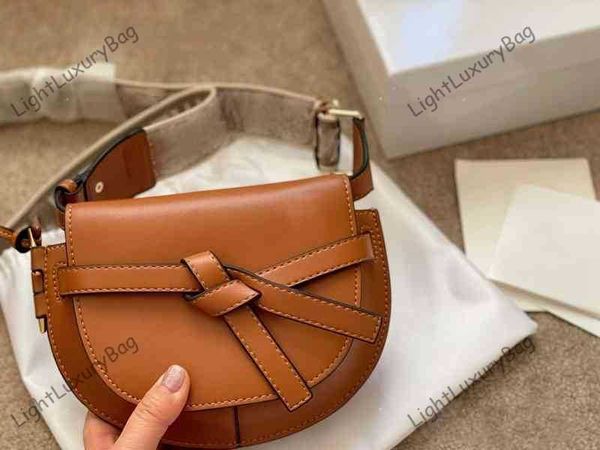 

brand designer mini gate dual saddle bags brown messenger bag women leather crossbody bag fashion lightweight handbag shoulder female purses