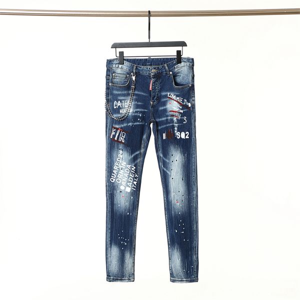 

men's long jeans stretch slim hip hop style jeans d3, Blue