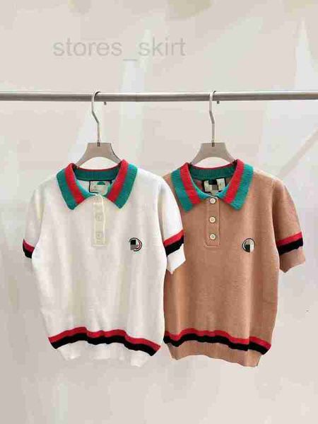 

women's t-shirt designer g 23 summer new contrast polo neck knit shirt academy style slim fit short sleeve 9t9o, White