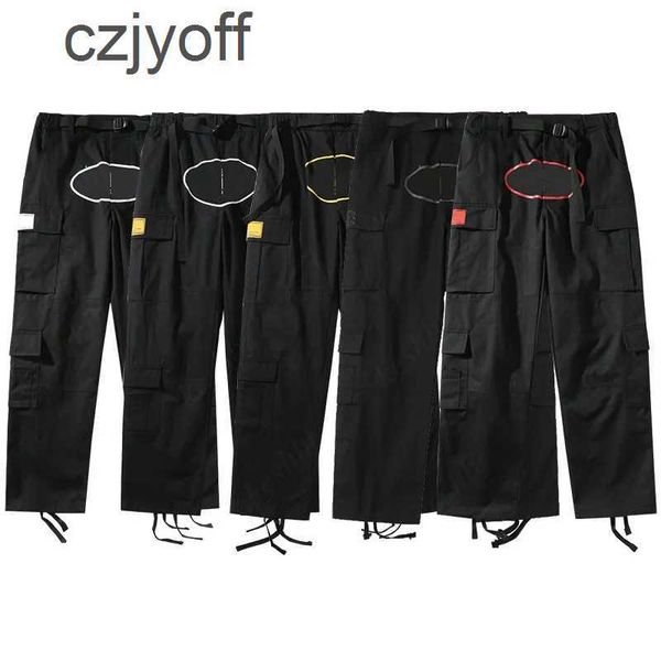 

mens pants mens pants cargo streetwear hip hop retro printed casual trousers military retro multipockets straight high street loose overalls, Black