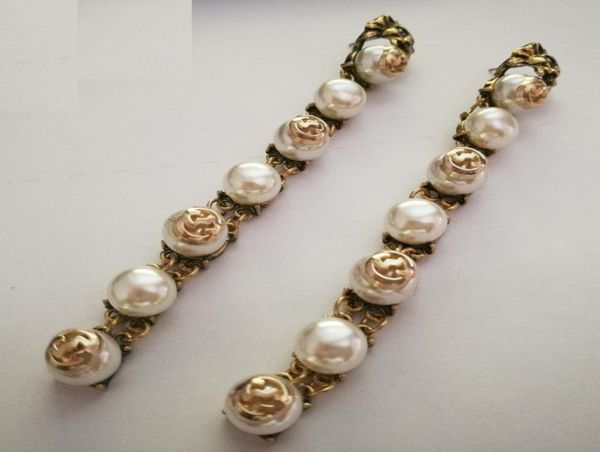 

fashionbaroque g pearl stud earrings for women vintage metal lion head earring gold brincos pearl pendant femme bijoux party jewe2202363, Golden;silver