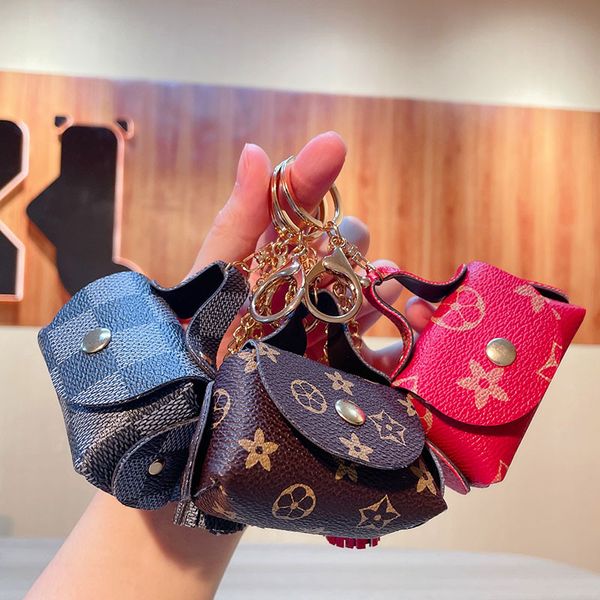

luxury designer keychain women's fine leather bag key wallet accessories leather coin purse men's and women's car key chain r, Silver