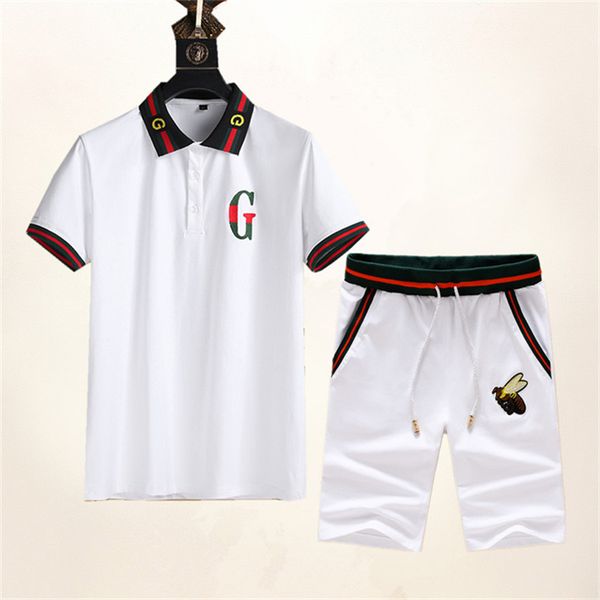 

high-end polo shirt short sleeve t-shirt thin shorts men's lapel summer trend slim-fit two-piece set -3xl g29, Gray