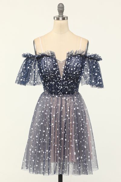 

short homecoming dresses spaghetti sweetheart lace-up a-line tulle party gowns princess plus size mini birthday prom graudation cocktail par, Blue;pink