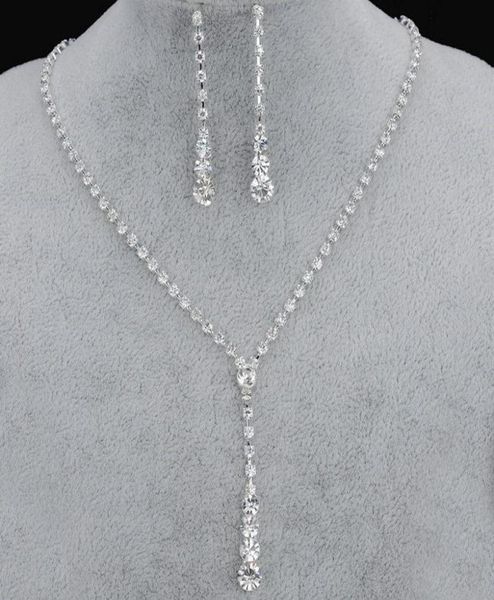 

luxury crystal bridal jewelry set silver gold plated necklace diamond earrings wedding jewelry sets for bride bridesmaids party ac2728646