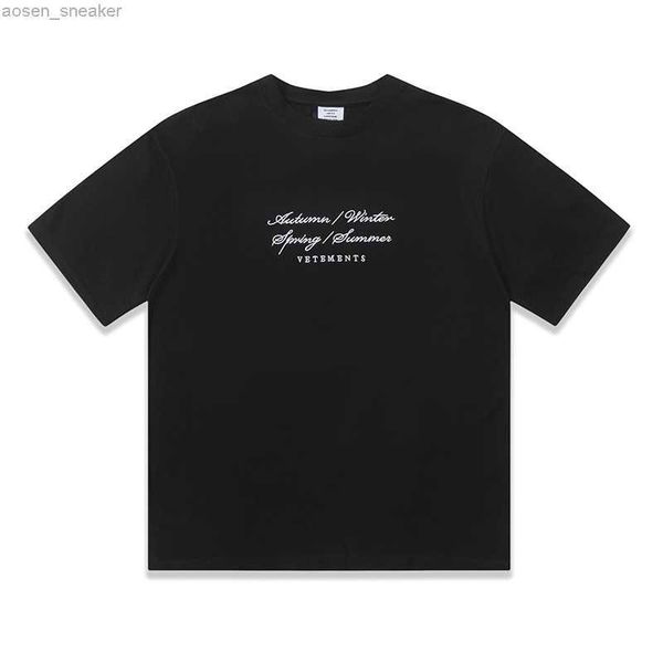 

2023 summer vetements sanskrit embroidery t-shirt men women vetements oversized black vtm t shirt tees, White;black
