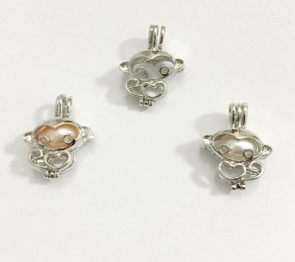 

18kgp monkey cage pendant fittings can open and hold pearl gem beads locket cage diy fashion jewelry charms3051431, Silver