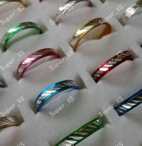 

1set 100pcs whole jewelry ring lots pretty multicolor women men aluminum alloy rings new lr088 7204447, Silver