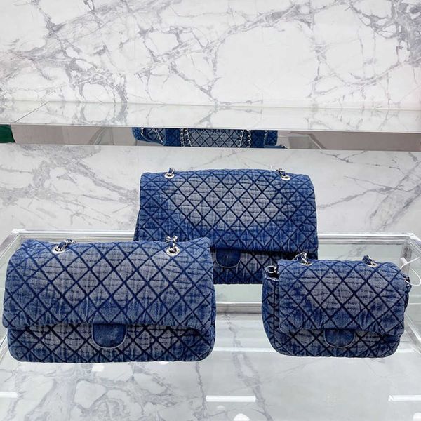 

tote bag denim blue cc flap bag luxury designer women shoulder handbag bags shopping crossbody vintage embroidery print three models
