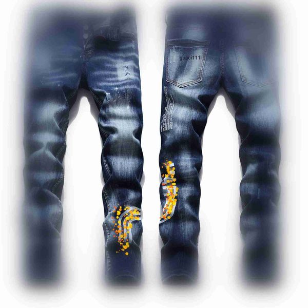 

pants d2 men dsq denim dsquare jeans 2 designer mens jeans jeans denim stree embroidery mens fashion luxury holes trousers mens clothing 109, Blue
